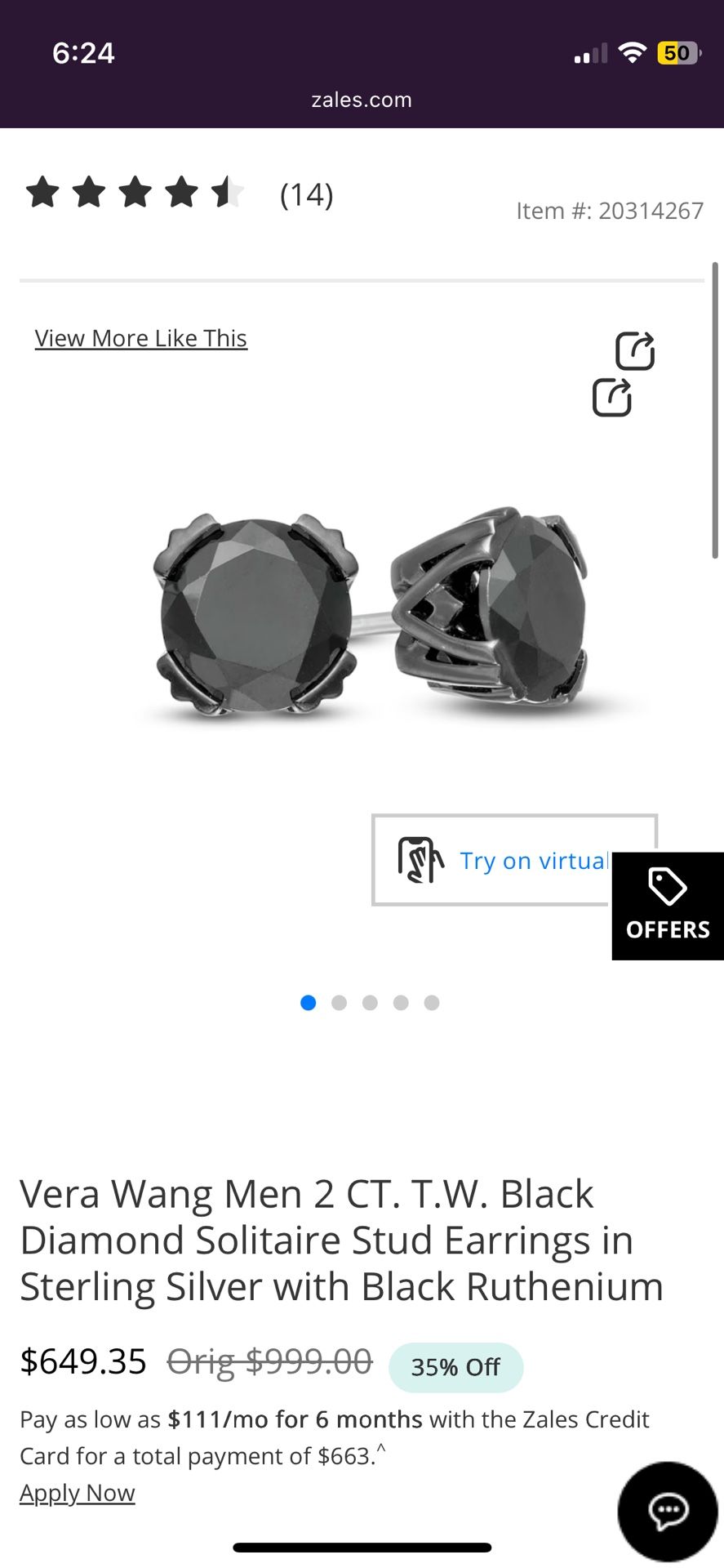 2CT Black Diamond Studs