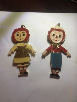 Raggedy Ann & Andy Vintage necklace pendants