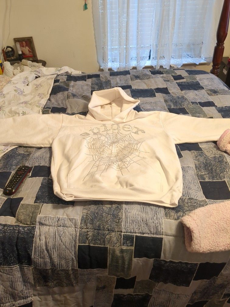 Authentic! Sp5der Sweatshirt Exclusive All White With Rhinestones For The Decal $200 O.B.O