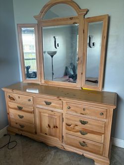 Real wood dresser with mirror