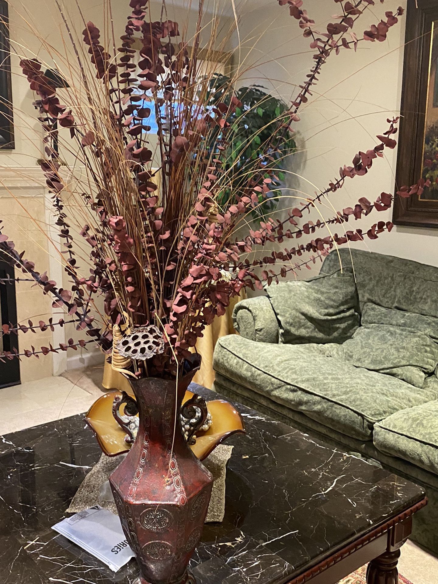 Metal Vase With Dry Flowers