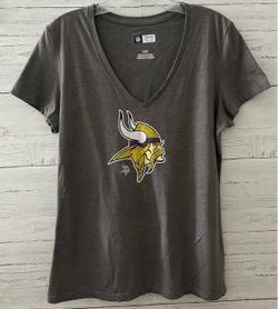 MINNESOTA VIKINGS Women’s Lg Gray V-Neck NFL Team Apparel Short Sleeve Shirt