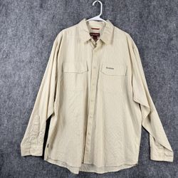 Simms Men’s Long Sleeve Fishing Shirt XXL Beige Plaid Button Up Outdoor
