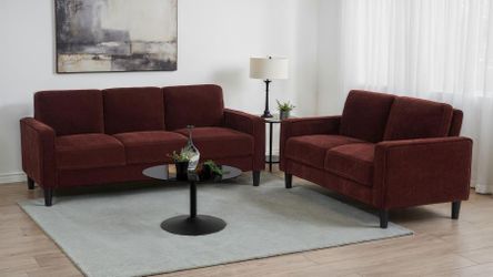 RED SOFA AND LOVESEAT