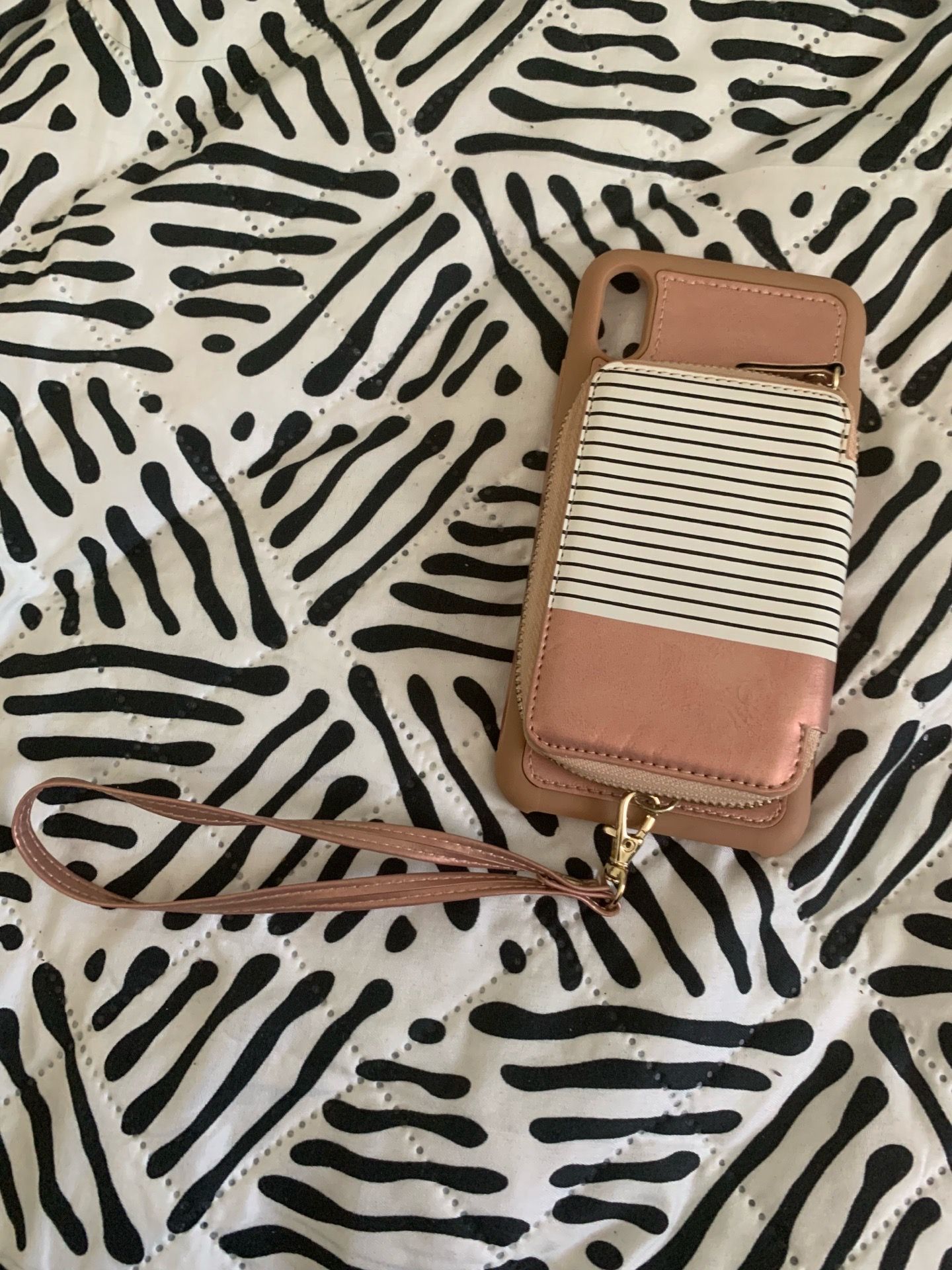 Striped Zipper Wallet iPhone Case