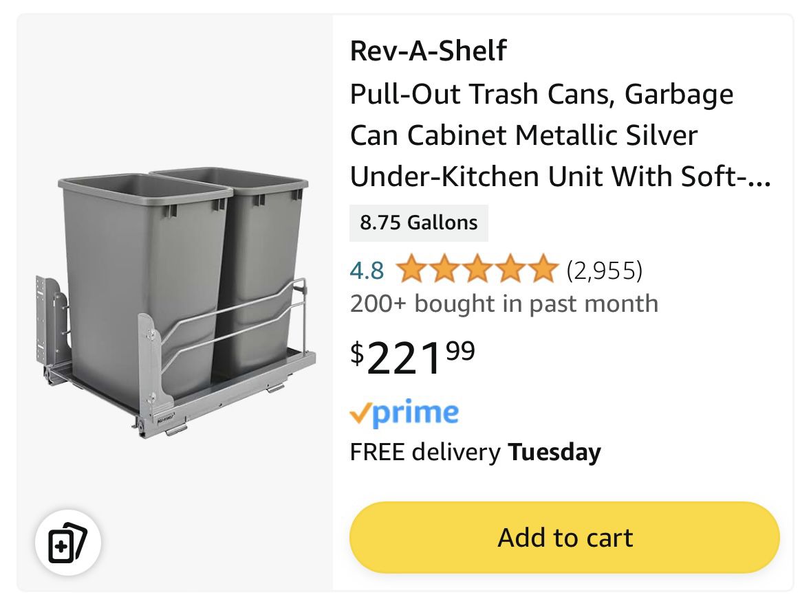 Rev A Shelf 53WC Series Pullout Waste Container
