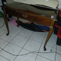 Table: Entryway, Hall, TV, Desk, Queen Ann style