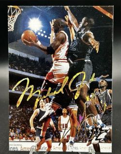 Michael Jordan-Shaquille O'Neal 1994 RARE Gold Auto Facsimile Promo Card (NM)