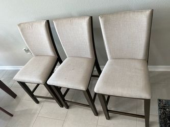 Set of 3 Upholstered Counter Height Bar Stools
