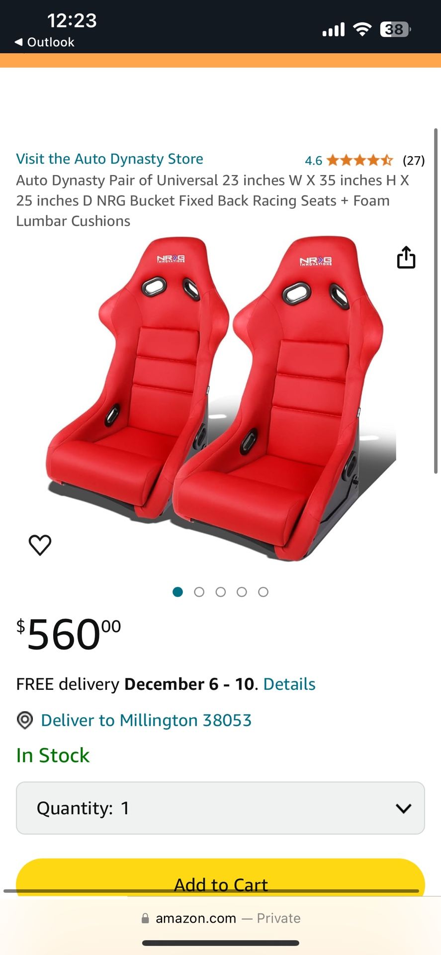 Two NRG Bucket Seats