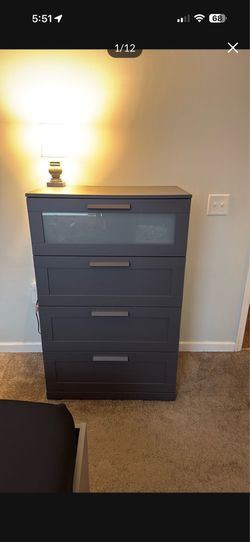 IKEA Brimnes 4 Drawer/ 3 Drawer Dressers Gray Frosted Glass