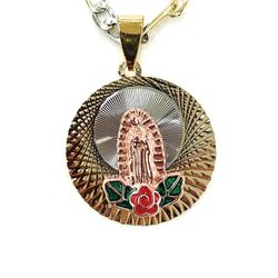 Gold Plated Virgen De Guadalupe Pendant With Chain