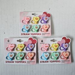 Valentine Straw Toppers NEW 
