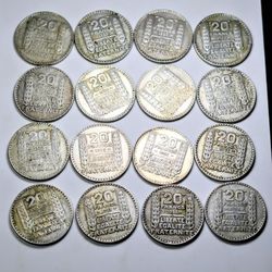 1933 France Third Republic 20 Francs Silver Coins - Below Melt 