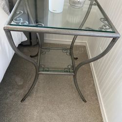 Glass and Metal Side table- 2 Tiers- excellent condition- $50