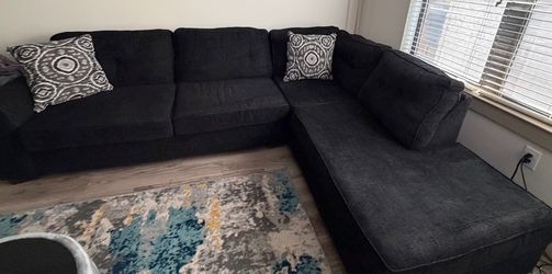Dark Gray Fabric Sectional Sofa with Chaise