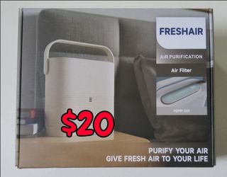 Freshair Air Purifier Pemp-359, a white portable model with a handle.   $20