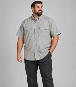 Carhartt Force Men's 2XL Tall Gray Short Sleeve Button Up Work Shirt 105292