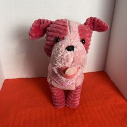 Vintage puppy dog( 11in)plush pink &white Bandana Terrycloth stuffed  Animal
