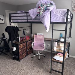 Full size loft bed with storage $150