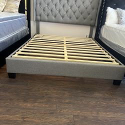Gray Queen Size Bed Frame 