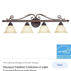 World Imports 2632-24 Tuscan 4 Light 37" Wide Bathroom Fixture from the Olympus Tradition Collection, Crackled Bronze with Silver