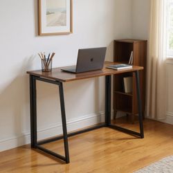 Homy Casa Ascoli 31.4" Folding Desk Espresso Brown Compact Computer Desk for Home Office Apartment Study