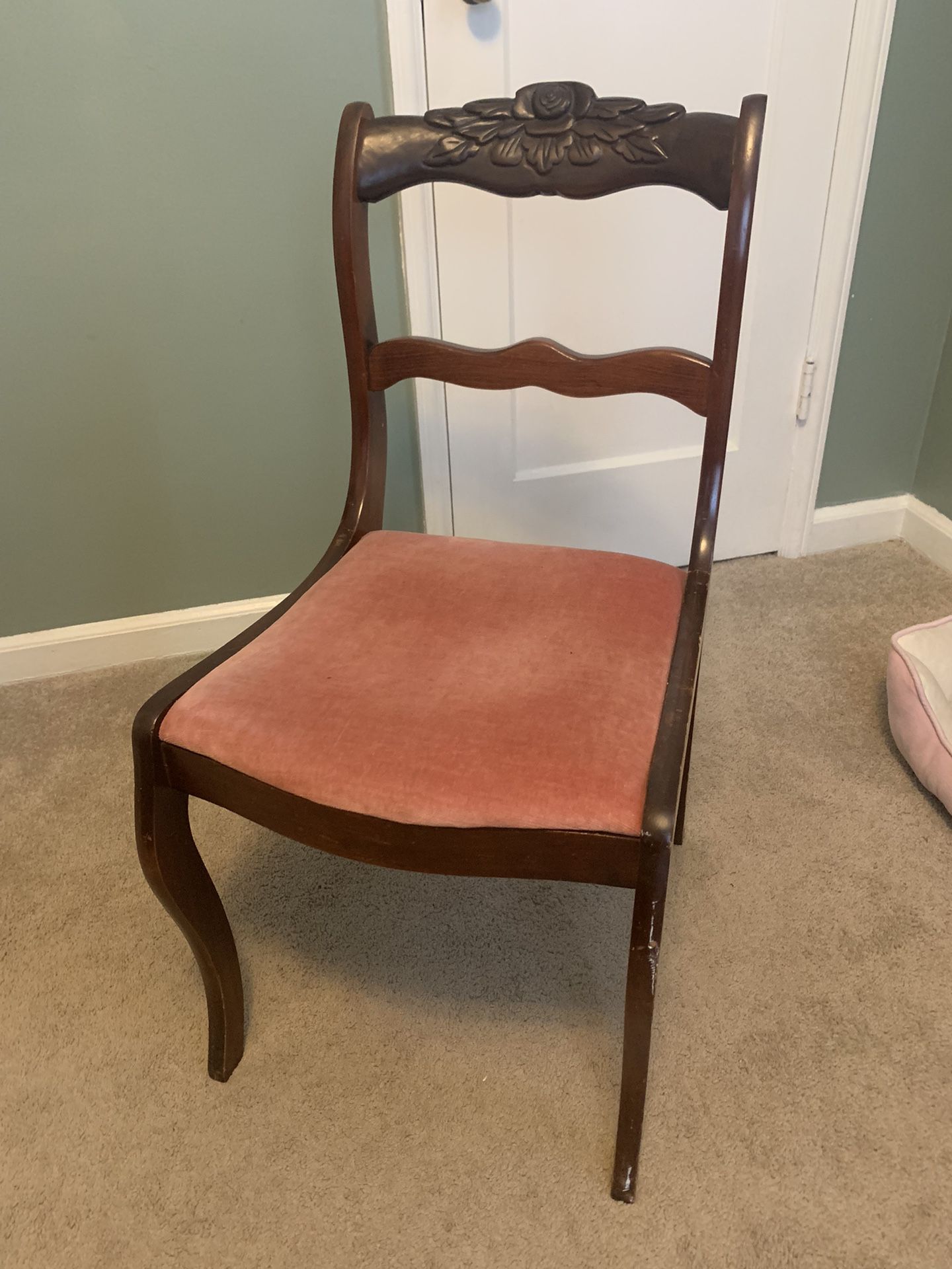 Antique Writing Desk Chair, Original Upholstery 