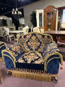 Blue Velvet Living Room Arm Chair
