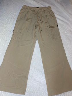 Forever 21 Women’s S Beige Wide-Leg Parachute Cargo Pants Y2K NWOT