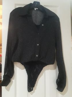 Black Body Suit Blouse Size Small