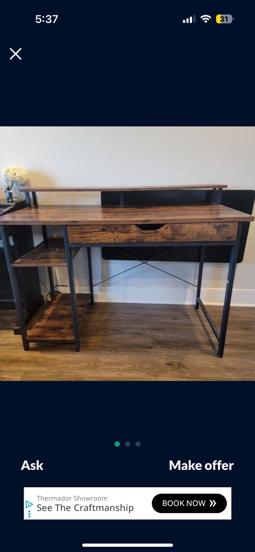 Modern industrial-style computer desk