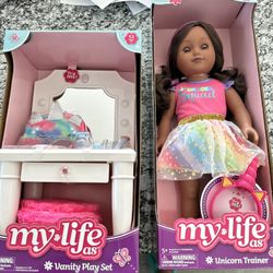 Brand New Doll And Vanity Play Set