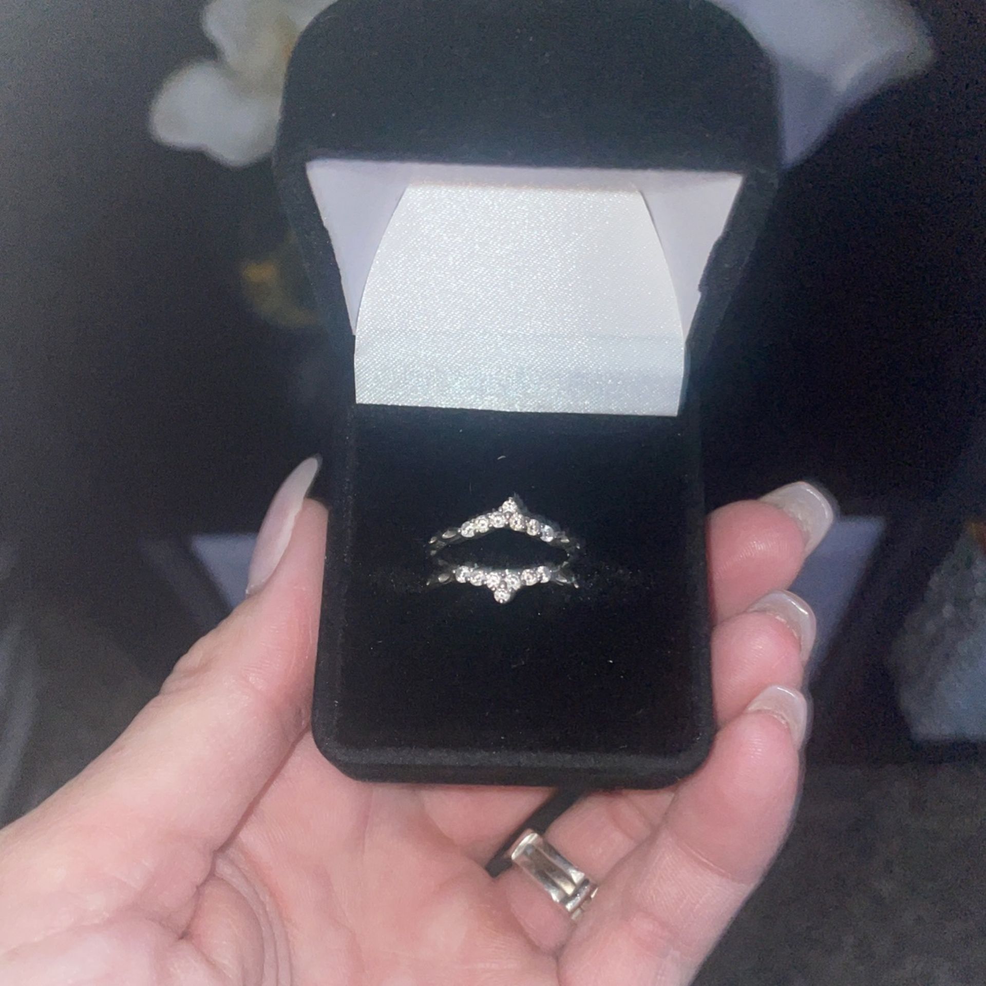 Sterling Silver Wedding Guard Ring With Lab Diamonds 