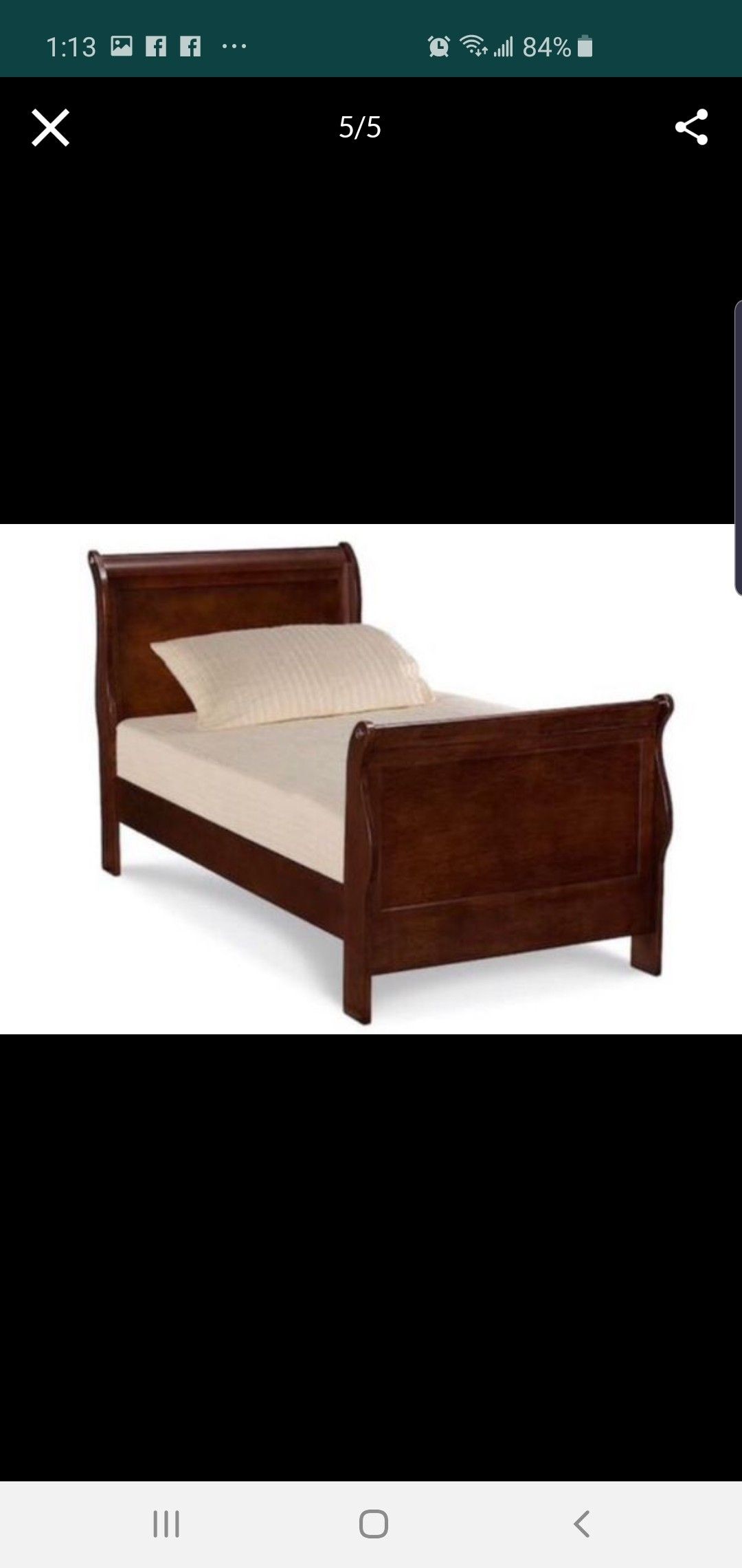 Full size bed with dresser and mirror