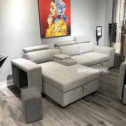 Light Grey Sofa Sectional With Storage 🔥buy Now Pay Later 
