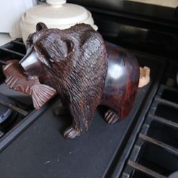 Grisly Bear Wood Statue