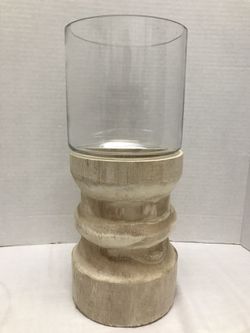 Wood and Glass flower Vase, terrarium, bulb forcer