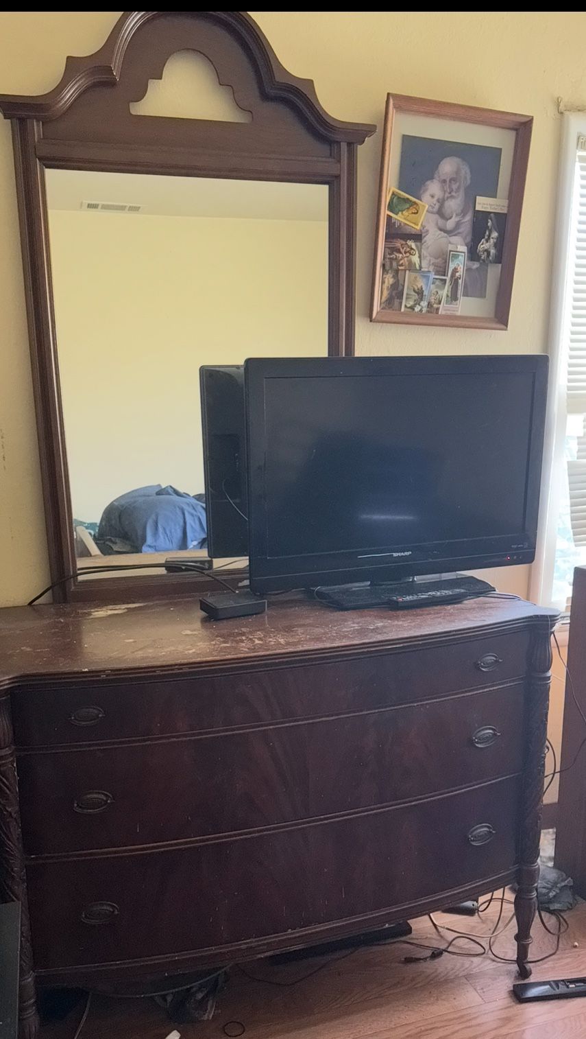 Long Antique Dresser . Doesn’t Have The Original Mirror