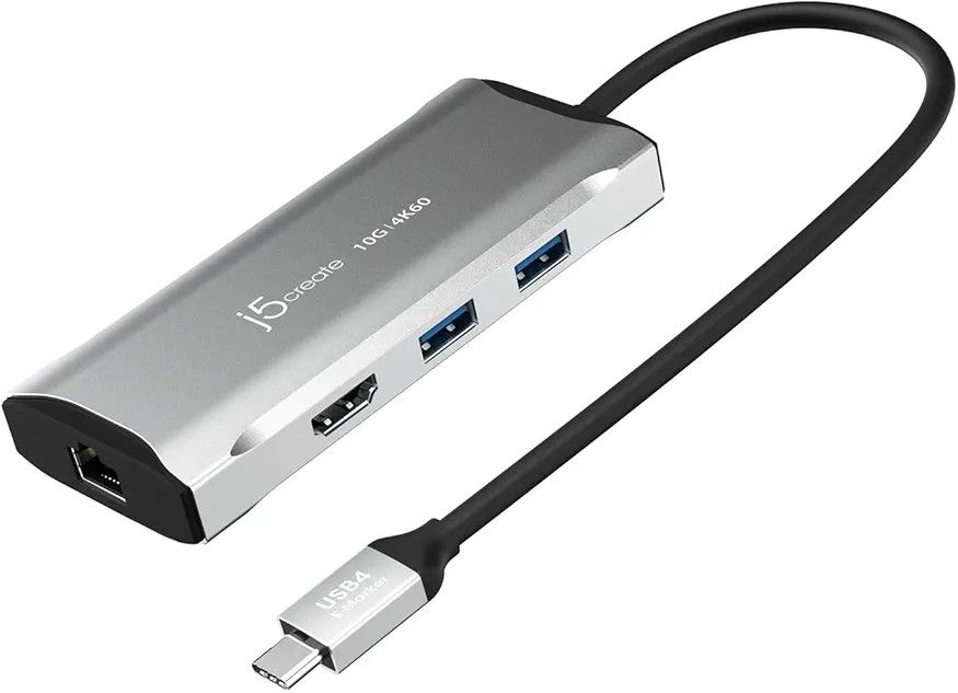 j5create USB C Hub - 4K 60Hz HDMI, 2 USB-A 10Gbps, USB-C 10Gbps with PD 100W, Ethernet