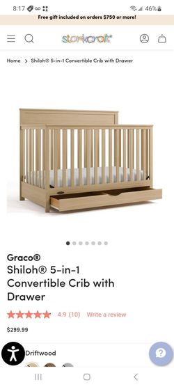 Graco Shiloh Convertible Baby Crib with Drawer, Driftwood $175