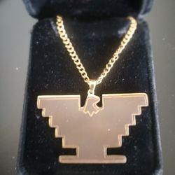 NEW CUSTOM GOLD WITH BROWN HUELGA BIRD PENDANT CHAIN