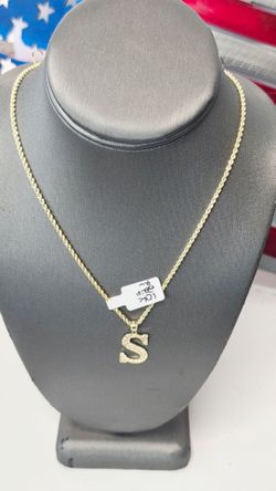 10k Hollow 22inch 3mm Rope Chain And 10k Pendant