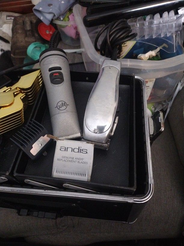 2 Andis Hair Clippers With Extra Blades And Accessories
