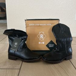 RLW Men's Western Cowboy Boots Square Toe Slip On Work Boots for Construction Farming