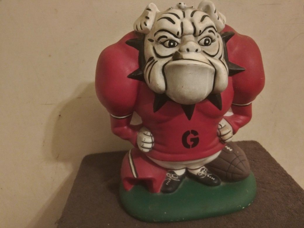 Vintage University Of Georgia Hand Painted Ceramic Bulldog, Georgia Dawgs