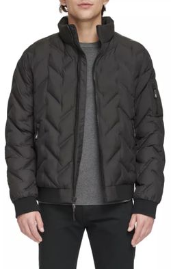 Original DKNY Men’s Diamond Quilted Puffer Jacket, Black, XXL