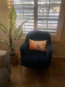 Navy Blue Accent Chair with Gold Legs – $60 obo