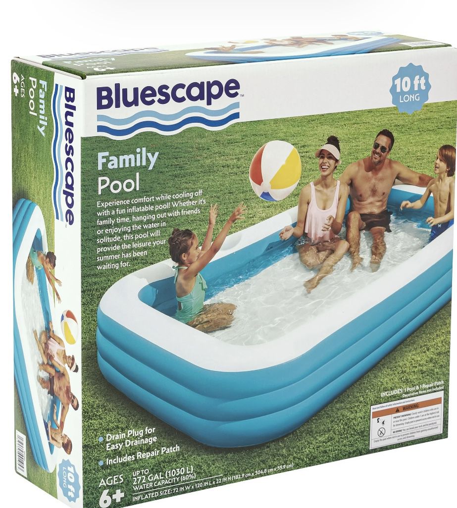 Bluescape Blue 10 ft Family Inflatable Swimming Pool, Round, Age 6 & up, Unisex