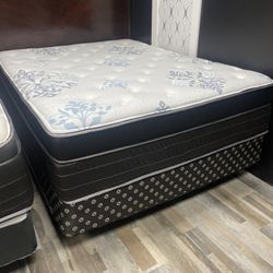 Queen Pillows Top With Free Box Spring - Same Day Delivery 